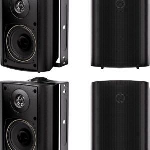 Enhance Your Outdoor Experience with Herdio 2 Pairs of 4-Inch 200W Wall-Mount Speakers – Superior Stereo Sound for Patios and Decks