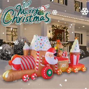 10.9Ft Inflatable Christmas Train - Festive Outdoor Holiday Decoration with Built-In Features