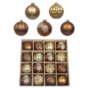 Shop 16-Piece Shatterproof Christmas Ornaments Set - 3.15 Inch Brown, Copper, and Gold Decorative Balls