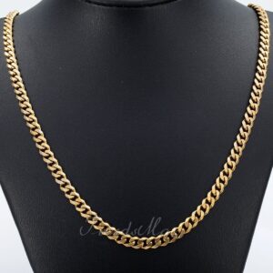 Shop 22-inch 5mm Gold Plated Stainless Steel Cuban Chain Necklace for Men - Trendy POP Jewelry