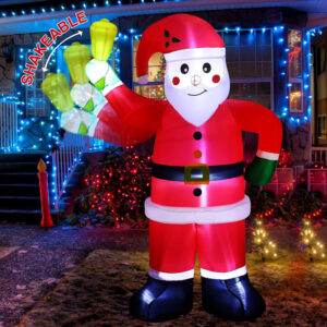 6-Foot Inflatable Waving Santa Claus Decoration - Shakable Christmas Blow-Up Yard Decor for Holiday Cheer