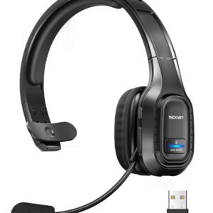 TECKNET Wireless Bluetooth Trucker Headphones with Noise-Canceling Microphone for Crystal Clear Communication