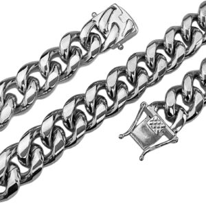 Buy 20-Inch 14MM Stainless Steel Silver Cuban Link Choker Necklace - Hip Hop Inspired Jewelry