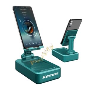 Adjustable Cell Phone Stand with Wireless Bluetooth Speakers: Sturdy Design for Optimal Stability and Functionality