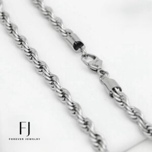 Men's 24-Inch Silver Stainless Steel Rope Chain Necklace - 8mm Wide Unisex Design with Gift Box