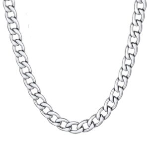 Thick 9mm Silver Cuban Link Necklace for Men - 20-Inch Choker Chain Jewelry