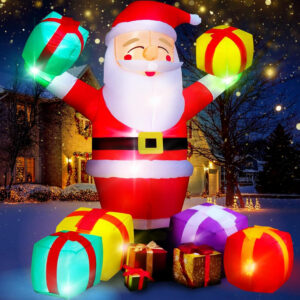 7-Foot Inflatable Santa Claus with Gifts – Perfect Outdoor Christmas Decoration for the Holidays