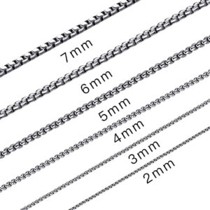 Durable Stainless Steel Chain Necklace for Men – Versatile 2-7mm Pendant Chain in Lengths of 8-36 Inches