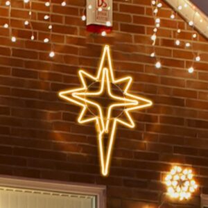 25x16 Inch 360° LED Bethlehem Star Neon Motif - Super Bright Warm White Lights for Stunning Decor