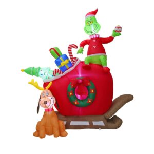 6-Foot Christmas Inflatable Decorations: Festive Green Monster & Dog Max for Outdoor Holiday Cheer