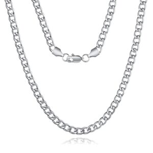 Men's 5mm Silver Stainless Steel Cuban Link Curb Chain Necklace – Flat Design for Stylish Appeal