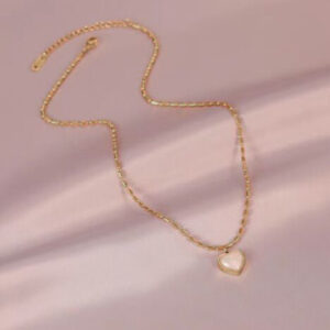 Gold Plated Stainless Steel Heart Charm Necklace for Women - Oval Chain Design & USA Shipping