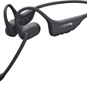 LEVN Open Ear Bluetooth Headphones with Microphone - Black Wireless Headset for Superior Sound Quality