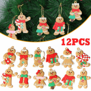 12 Gingerbread Man Ornaments for Christmas Tree – Festive Holiday Decorations