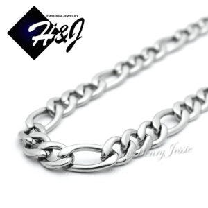 Men's 4mm Silver Figaro Link Chain Necklace | 18-40" Stainless Steel Fashion Accessory for Men