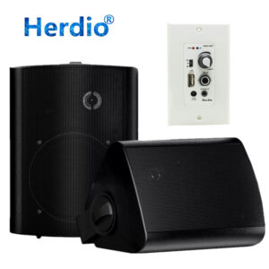 Waterproof Outdoor Speakers - Herdio 5.25” Bluetooth Amplifier Kit for Easy Wall Mounting