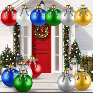 18-Piece Inflatable Christmas Ball Set - 18-Inch Outdoor Holiday Decorations in 6 Vibrant Colors