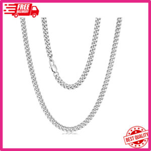 Buy 20-Inch Stylish Silver Stainless Steel Cuban Link Chain Necklace for Men and Women