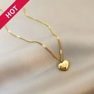 Elegant Gold Plated Heart Pendant Necklace for Women - Perfect Stainless Steel Jewelry Gift for Parties