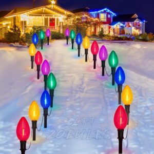 34 Feet of Outdoor Christmas Decorations: 2 Packs of 20 LED Clear C9 String Lights for Festive Holiday Lighting