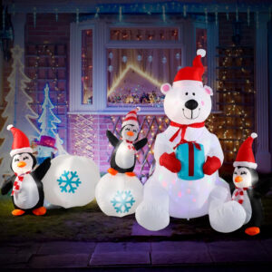 10FT Inflatable Snowman and Polar Bear Christmas Decorations – Giant Festive Blow-Up Yard Decor for the Holidays