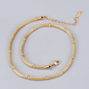 Buy Trendy 14K Gold Plated Stainless Steel Round Snake Chain Necklace for Women - Stylish Jewelry