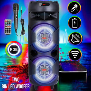 6000W Portable Bluetooth Speaker with Powerful 8-Inch Subwoofer - Heavy Bass PA System & Microphone Included