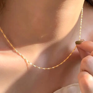 18K Gold Plated Stainless Steel Clavicle Chain Necklace - Ideal Jewelry Gift for Women and Girls