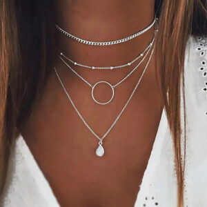 “Elegant Multilayer Water Drop Chain Necklace - Perfect Jewelry Gift for Her”