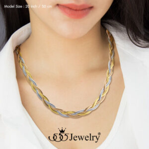 Stainless Steel Flat Braided Snake Chain Necklace for Women - 555Jewelry Elegance for Girls