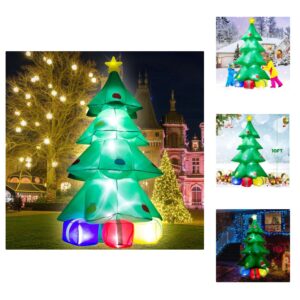 10ft Christmas Inflatable Tree with LED Lights & Gift Box - Ideal Outdoor Holiday Decoration