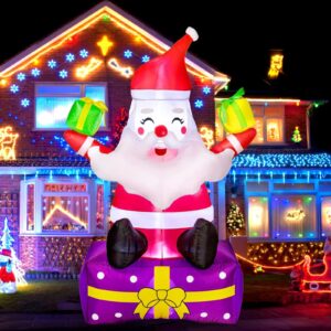 6-Inch Inflatable Santa Claus Yard Decoration with Gift Boxes - Ideal Outdoor Christmas Decor