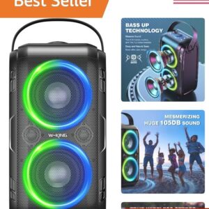 Powerful 80W Portable Bluetooth Speakers with Subwoofer - Experience 105dB Sound Quality and Deep Bass