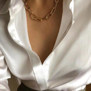 Stylish Gold Link Chain Choker Necklace for Women - Trendy Fashion Jewelry (Model 1-183)