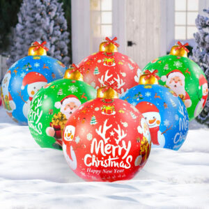 Set of 6 Giant 24-Inch Inflatable Christmas Balls for Festive Outdoor Holiday Decor