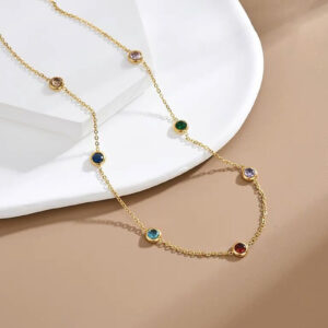 Shop Stylish Multicolor Gold-Plated Stainless Steel Necklace for Women | Elegant Fashion Accessory