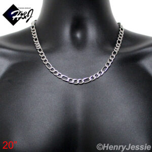 Men's 20" Stainless Steel Silver Figaro Link Chain Necklace - 8mm Durable Fashion Accessory