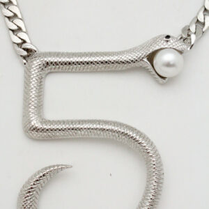 Trendy Silver Metal Chain Necklace for Women with Eye-Catching Snake Pendant