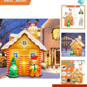 10FT LED Inflatable Gingerbread House - Ultimate Christmas Yard Decoration for Your Holiday Decor