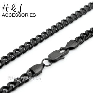 Men's 6mm Black Plated Stainless Steel Cuban Curb Link Chain Necklace (18-40 inches) - AN134