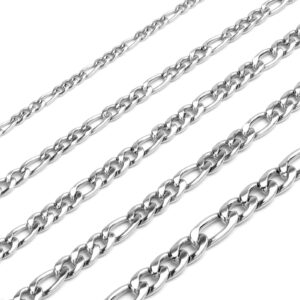 Durable 316L Stainless Steel Figaro Chain Necklace for Men and Women | Sizes: 3.5mm, 5mm, 6mm, 6.5mm, 8mm