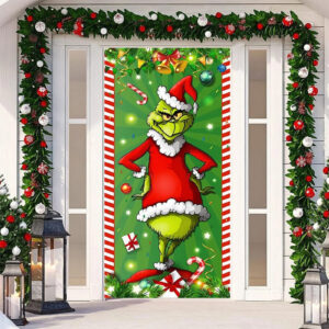 Festive Grinch Christmas Decorations: Merry Grinchmas Porch Signs and Door Banners for a Cheerful Holiday Season