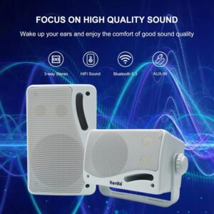 Enhance Your Outdoor Experience with Herdio 3.5-Inch Waterproof Marine Bluetooth Speakers - Powerful 200W 3-Way Wall Mount System (Set of 2)