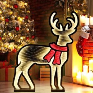 Christmas Reindeer Lights Sign for Christmas Decorations Indoor, 3D Large Christ