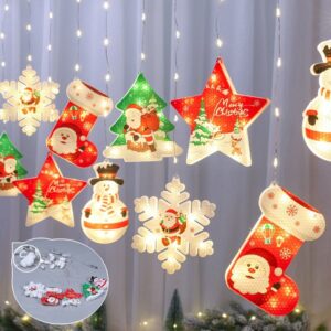 10Ft 10 LED Christmas Curtain Fairy Light USB Snowflake Santa Boot Star Decor