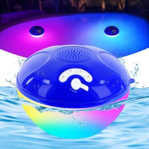 Pool Speakers Bluetooth Waterproof Floating Speaker with Colorful LED Lights, Po