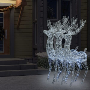 XXL Acrylic Christmas Reindeers 250 LED 3 pcs 70.9" Cold white