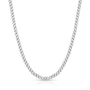 Silver Tone Cuban Link Chain for Men, 3.5mm Mens Chain Necklaces, Stainless S...