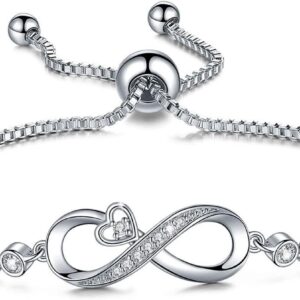 Infinity Love Cubic Zerconia Adjustable Bracelet, Women Jewelry Valentine Gift