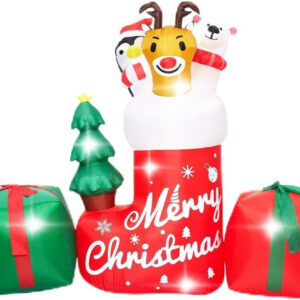 8FT Christmas Inflatable Outdoor Decoration--Inflatable Animal in Xmas Stocking